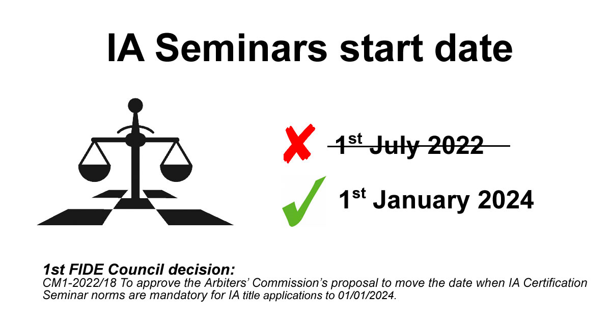 A new launch date for IA Certification Seminars requirements 1st