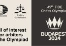 Call of interest for arbiters at the 45th Chess Olympiad 2024