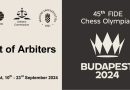 Arbiters for the 45th Chess Olympiad in Budapest 2024