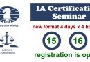 15th and 16th IA Seminars are open for registration! New format – 4 days x 4 hours!